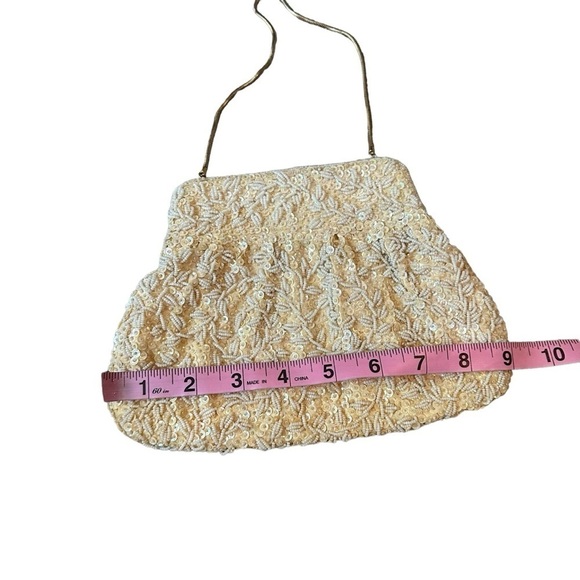 Vintage La Regale Beaded Purse Mini Bag Sequin Cream Glam Evening Formal - Picture 7 of 7